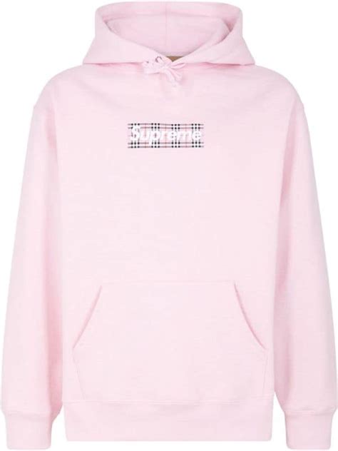 supreme burberry pink hoodie